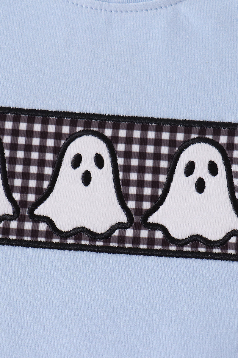 Blue ghost embroidery top