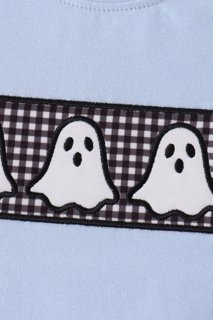 Blue ghost embroidery top
