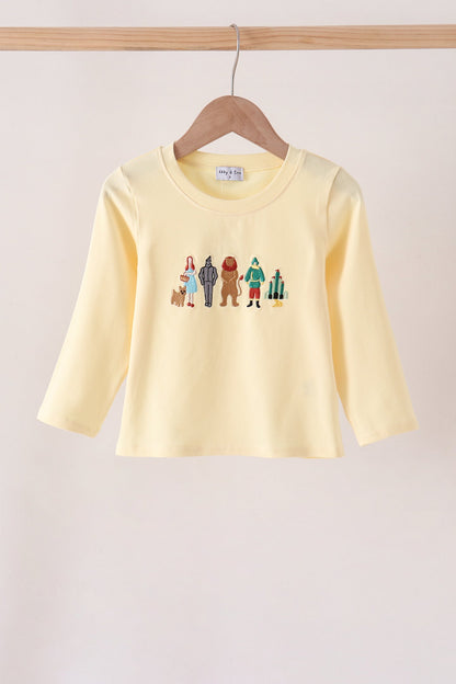 Beige character embroidery top
