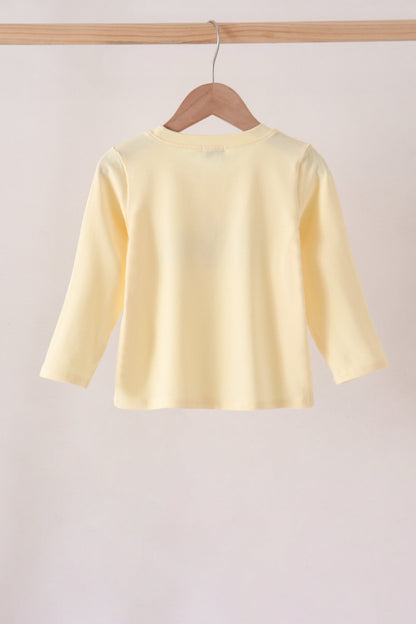 Beige character embroidery top
