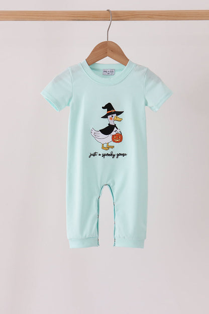 Blue goose embroidery romper