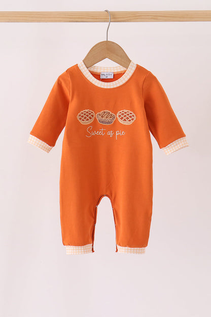 Sweet as pie embroidery romper