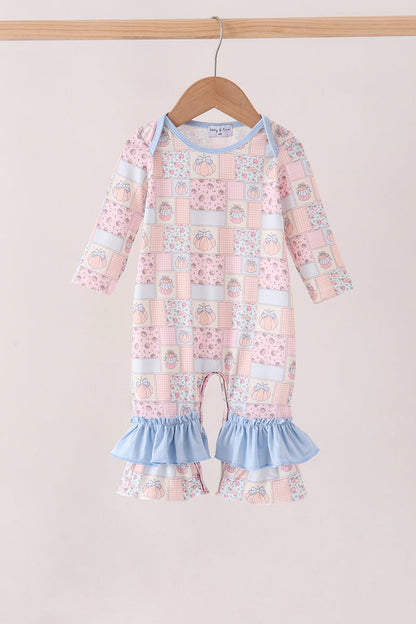 Pink pumpkin ruffle romper