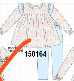 Pink pumpkin ruffle pants set