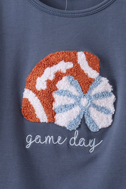 Navy football bow french knot skorts set