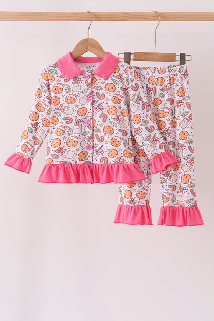 Pink milk cookie bamboo ruffle pajama set