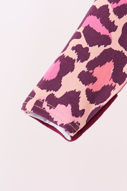 Pink leopard bamboo zipper romper