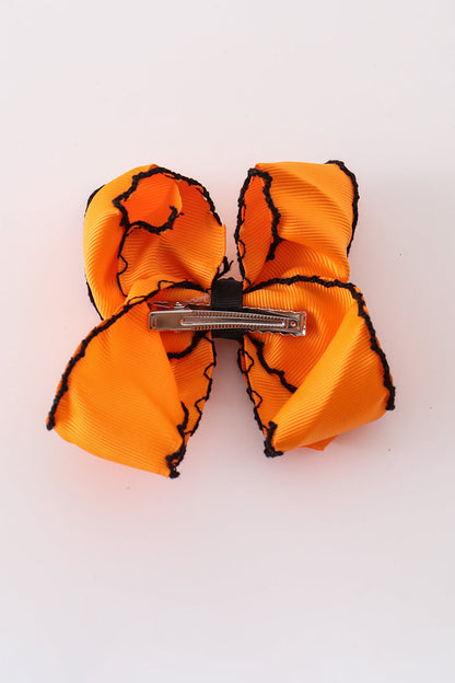 Orange ghost embroidery crochet edge hair bow