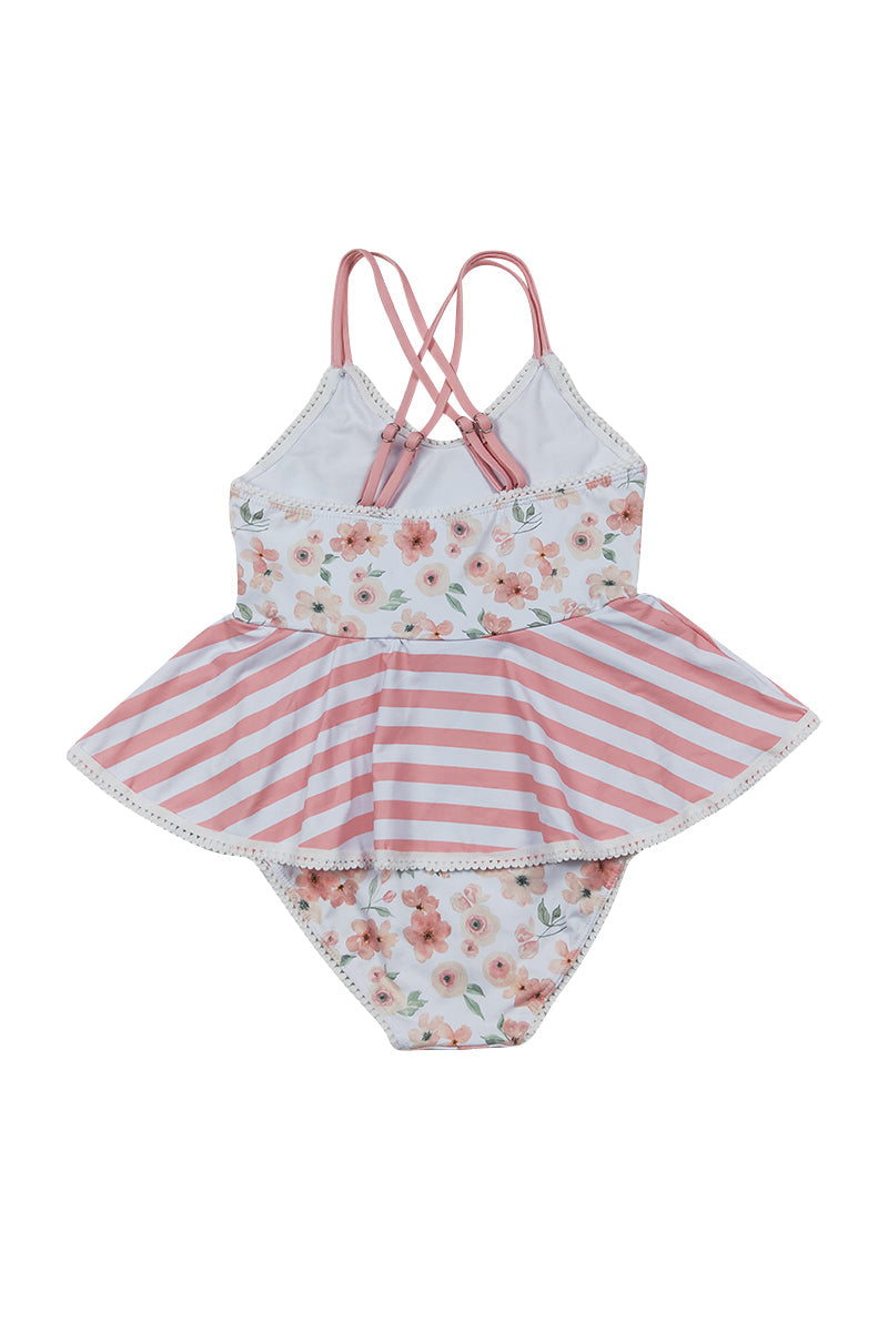 Petal whisper print girl one-piece swimsuit