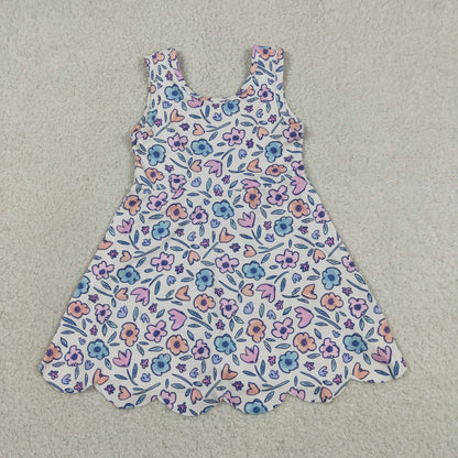 Floral Performance Scalloped Tank Dress