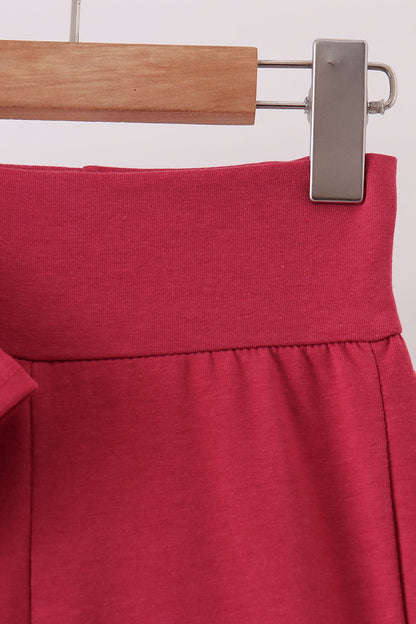 Maroon sclloped active pants set