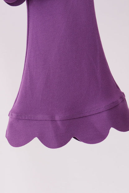 Purple sclloped active pants set