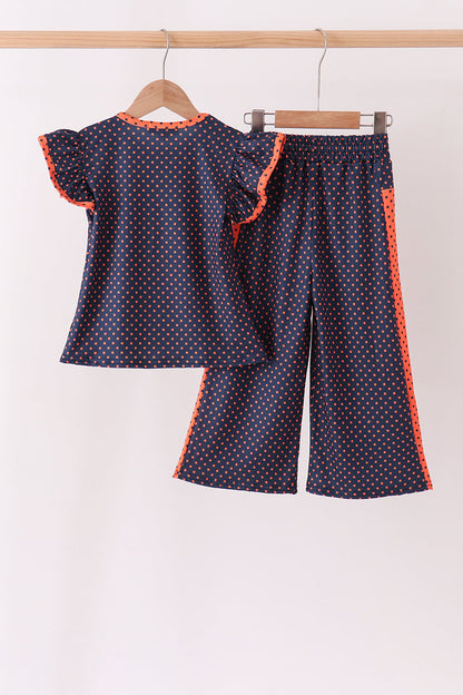 Navy Auburn dot pants set