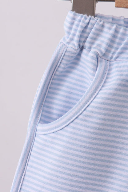Premium Blue&white stripe bow shorts