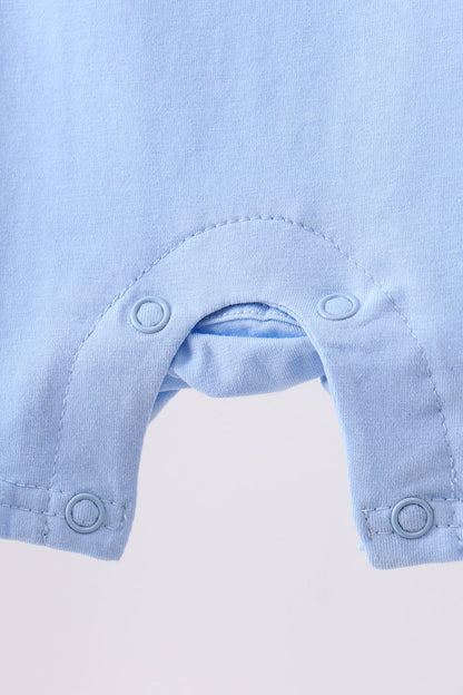 Blue ghost pumpkin embroidery romper