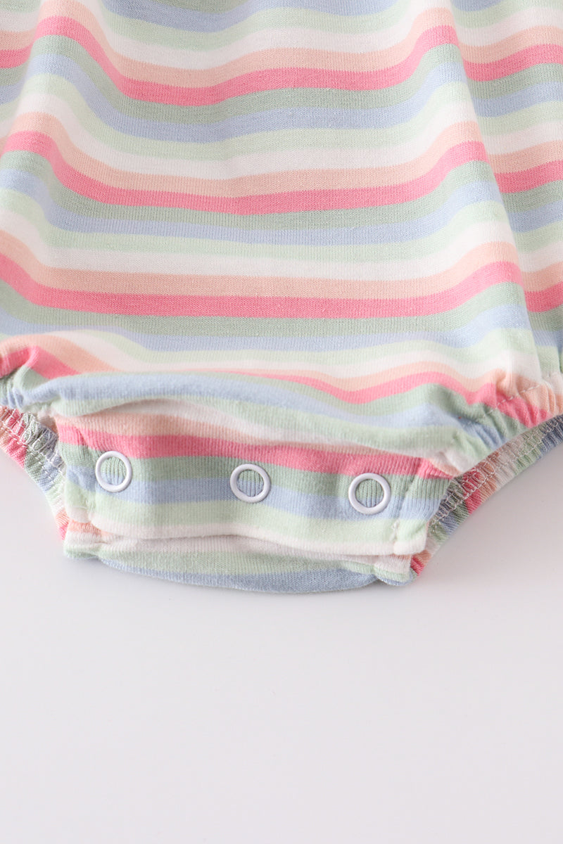 Premium Multicolored stripe ruffle girl romper