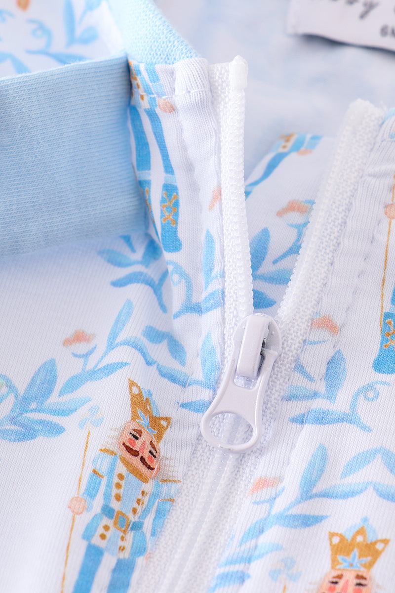 Premium Blue nutcracker print boy romper