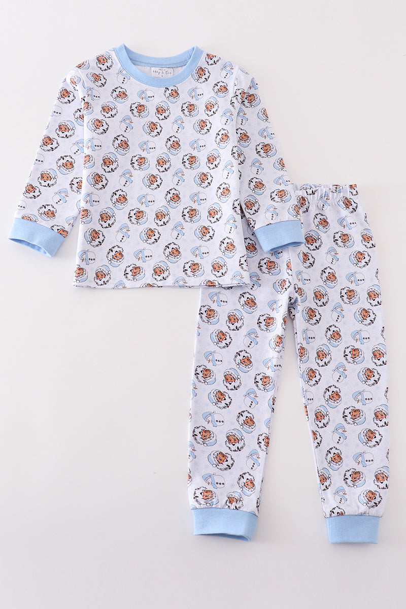 Premium blue christmas santa claus print boy pajama set