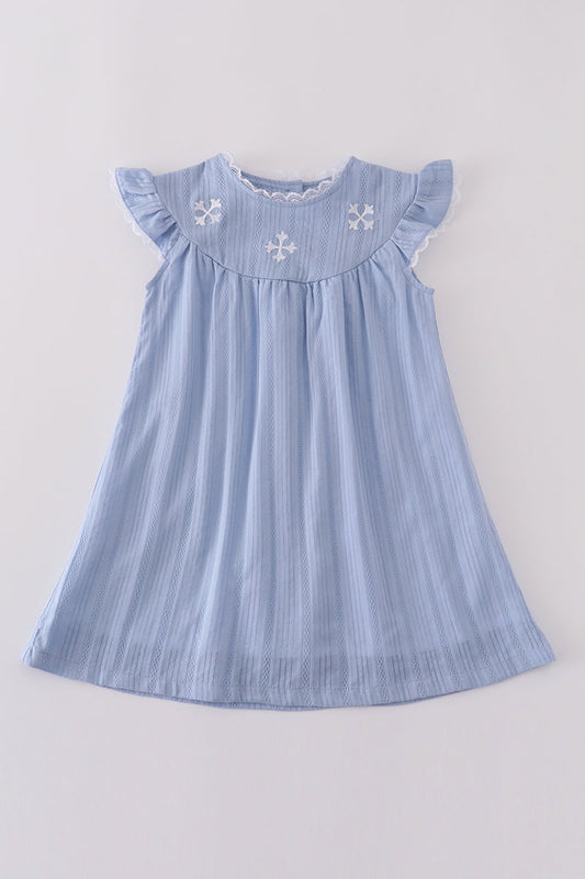 Abby & Evie Blue Cross Embroidery Dress