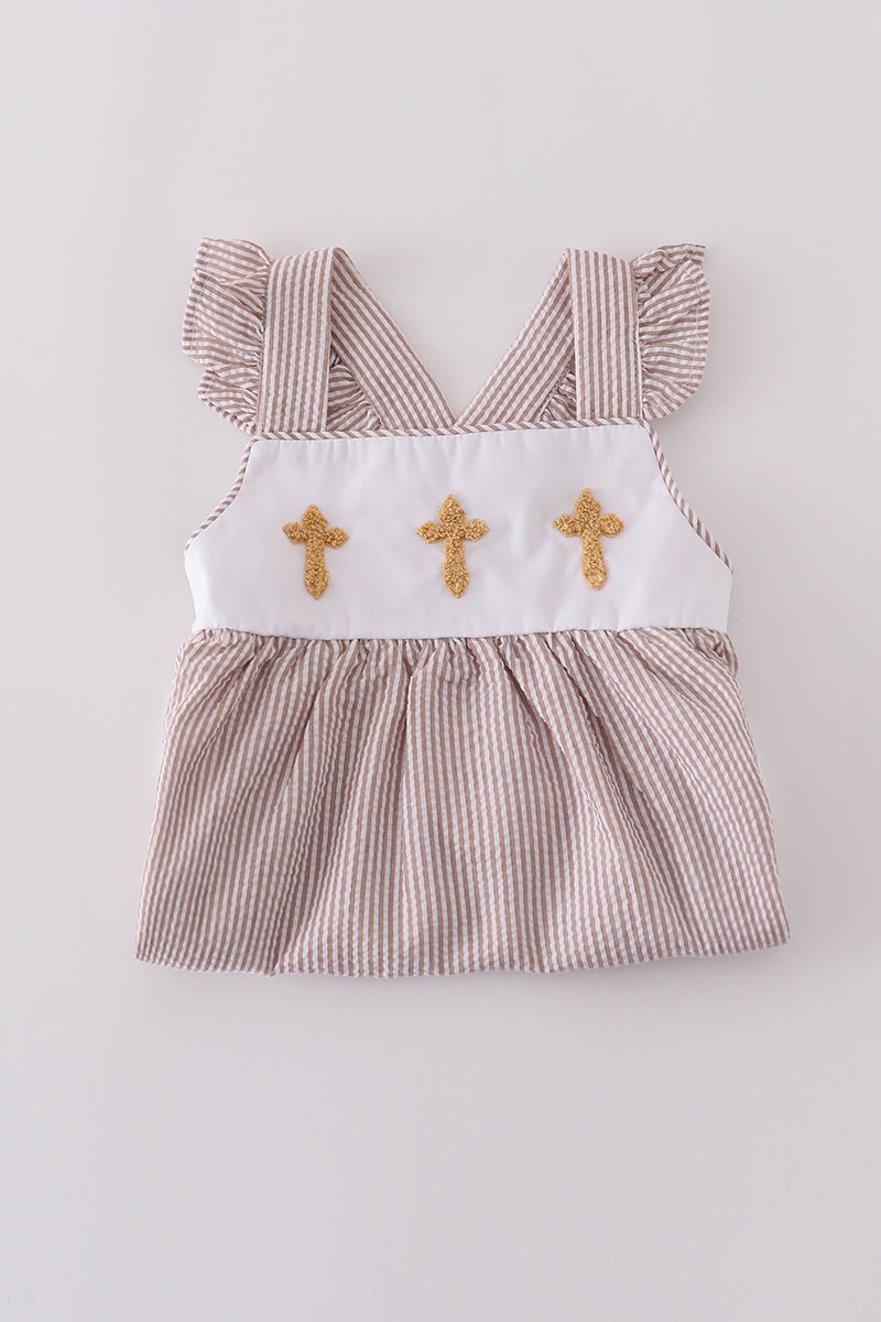 Premium brown cross embroidery set