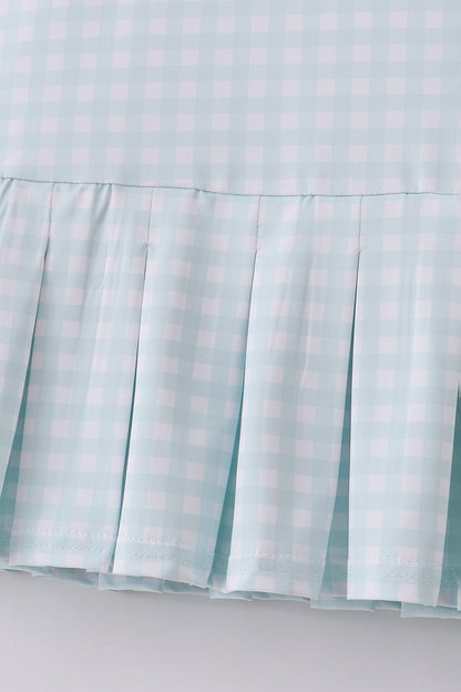 Blue active gingham shorts dress set