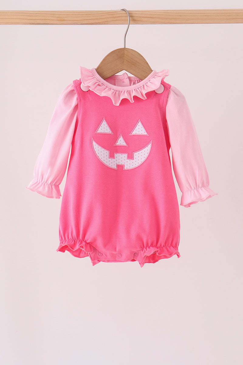 Pink Jack-O-Lantern applique 2pc bubble set