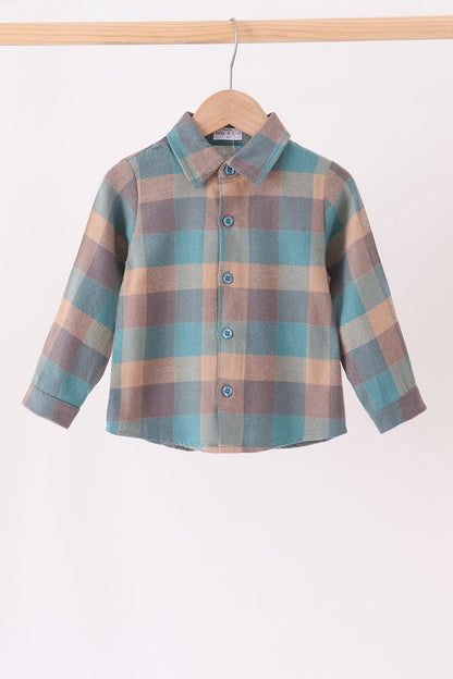 Teal Plaid Button Down Shirt