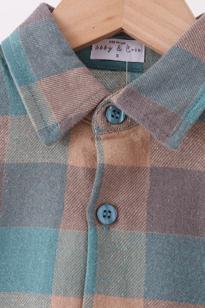 Teal Plaid Button Down Shirt