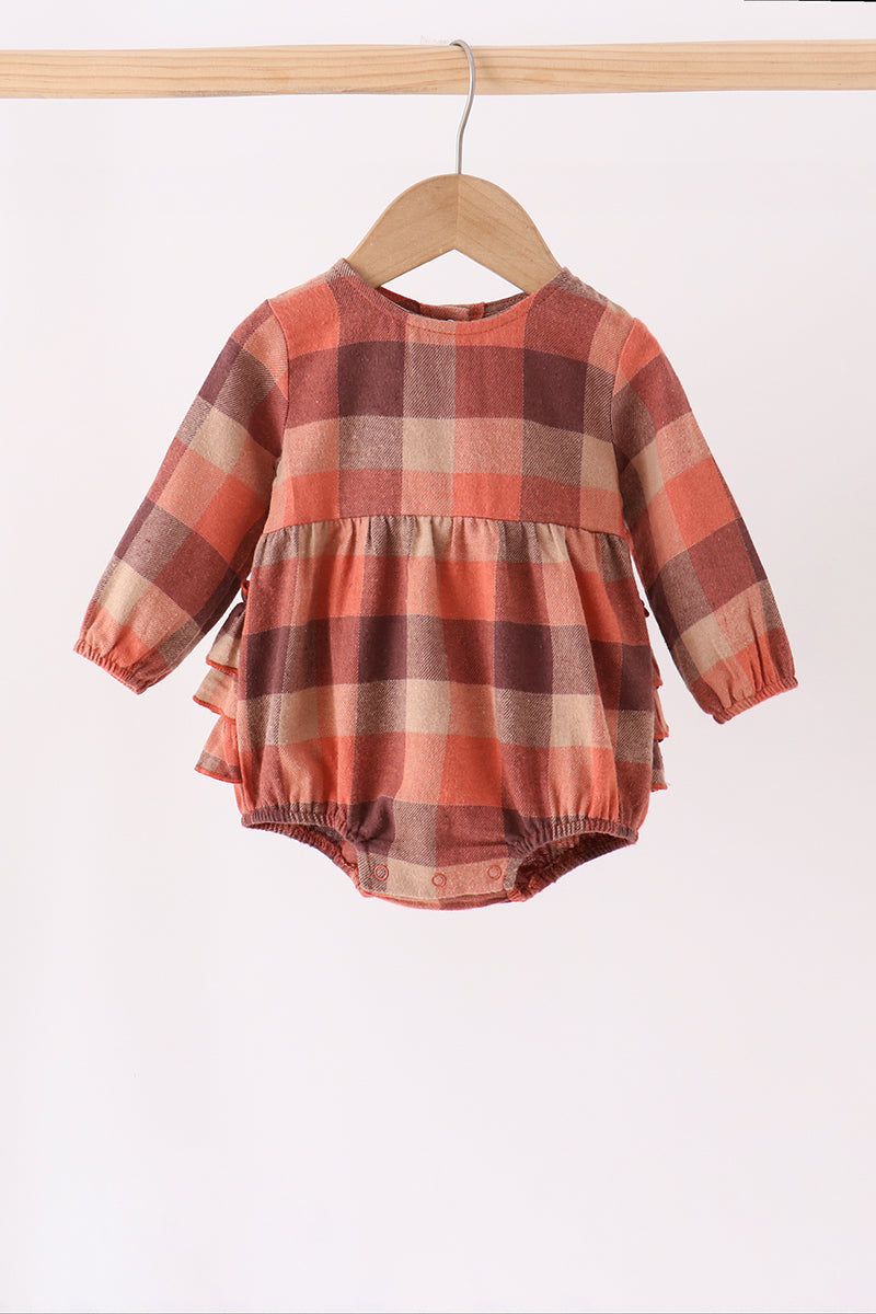 Rust Plaid Ruffle Bubble