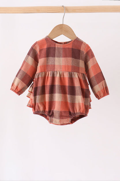 Rust Plaid Ruffle Bubble