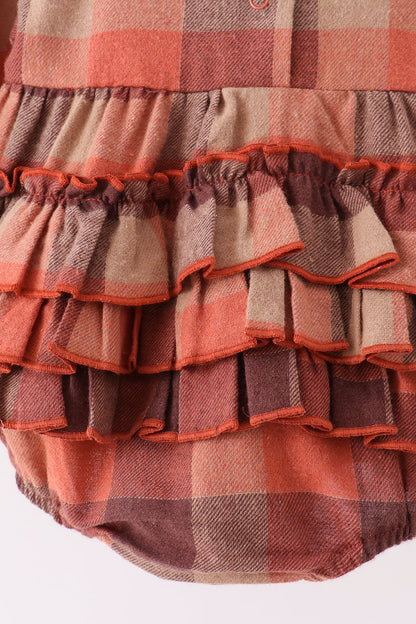 Rust Plaid Ruffle Bubble