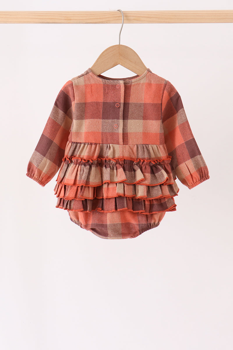 Rust Plaid Ruffle Bubble