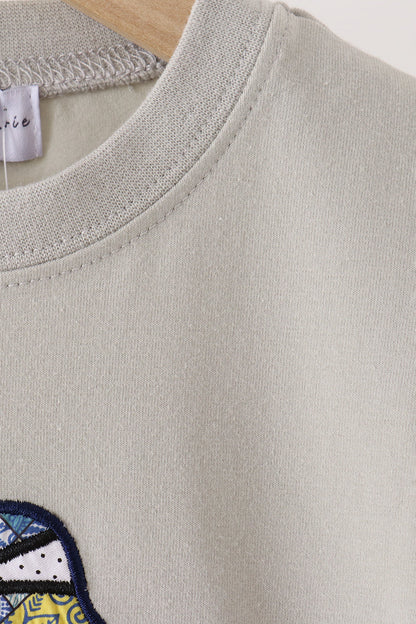 Gray Scarecrow Embroidery Top