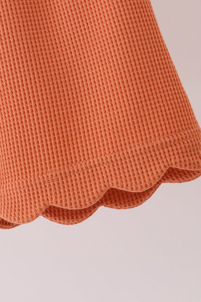 Terra-cotta scalloped pants set