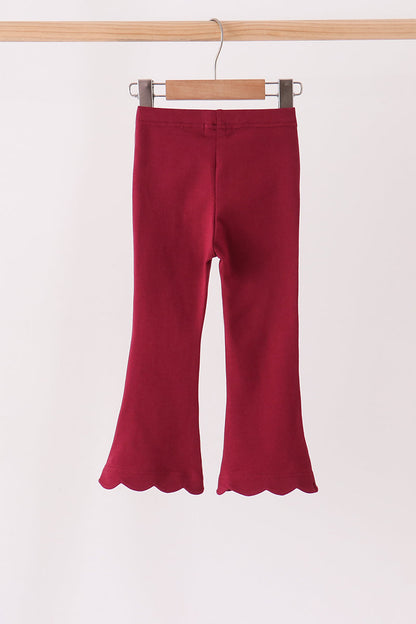 Maroon scalloped bell pants