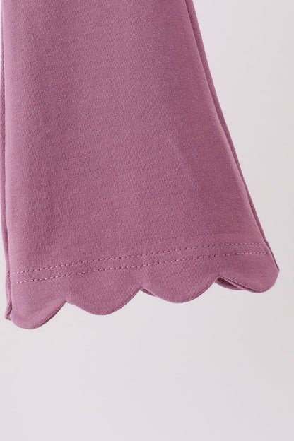 Dusty mauve scalloped bell pants