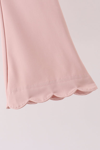 Pink scallped zipper active set