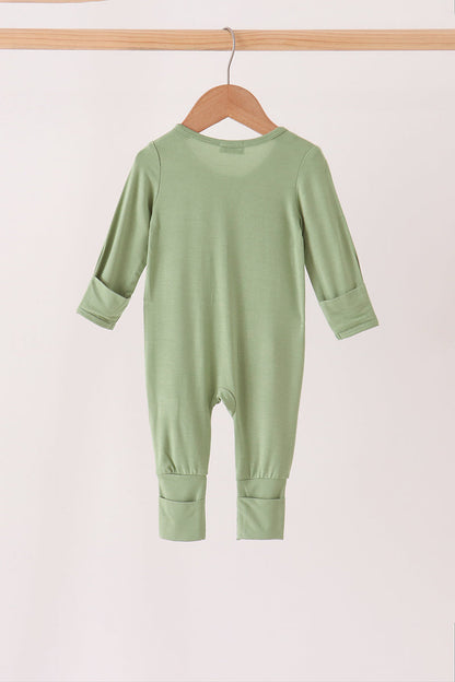 Green zipper bamboo romper