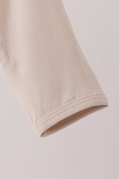 Beige zipper bamboo romper