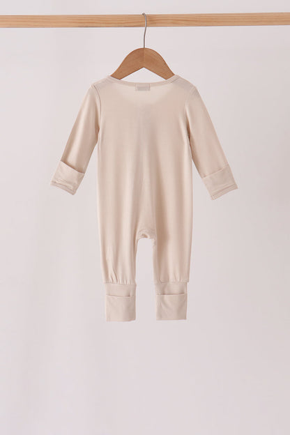 Beige zipper bamboo romper