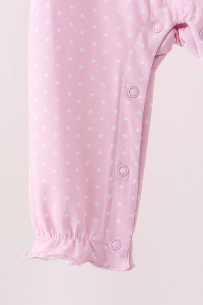 Pink christmas tree gingerbread embroidery romper