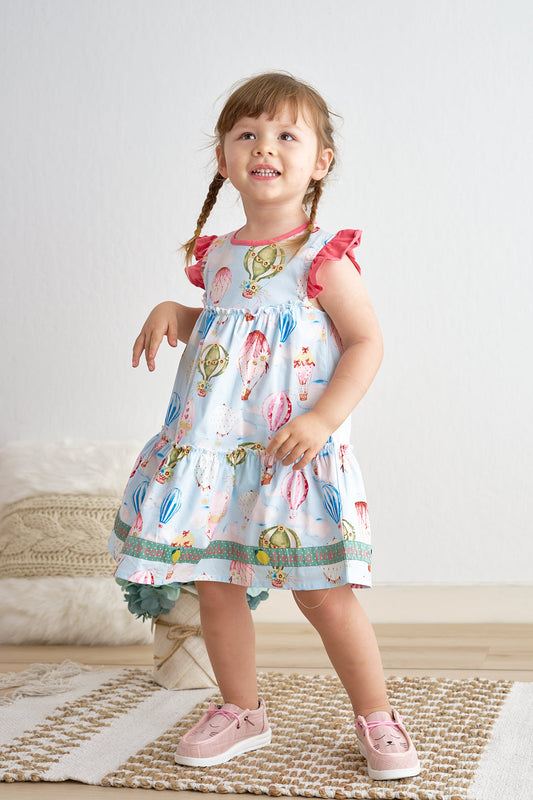 Platinum balloon print ruffle tiered dress