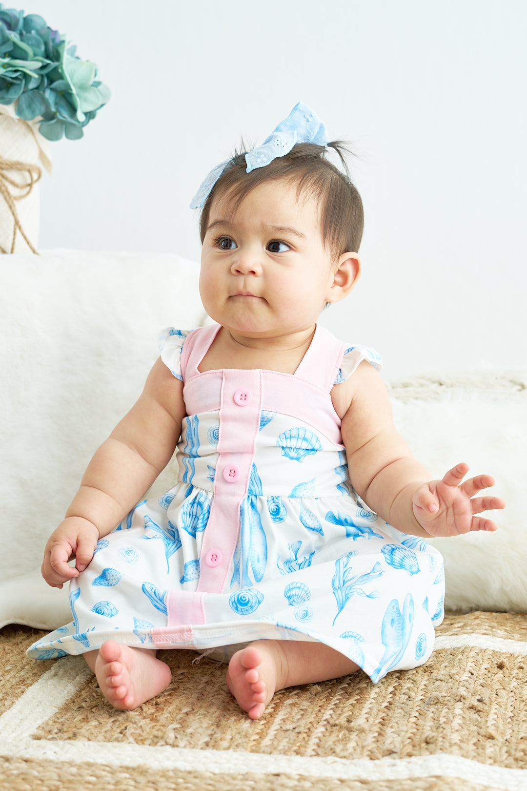 Marine creature print dress mom & me