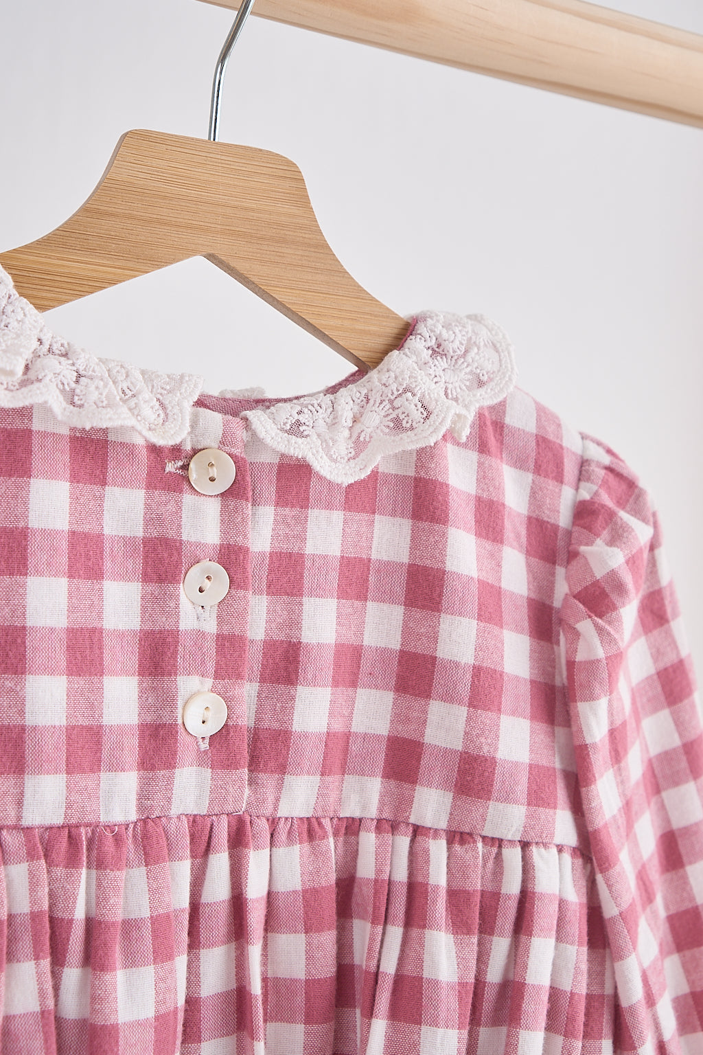 Pink lace flannel gingham bubble