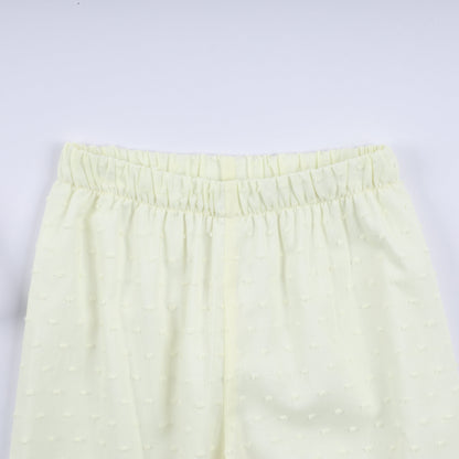 Mustard character hand smocked ruffle pants set