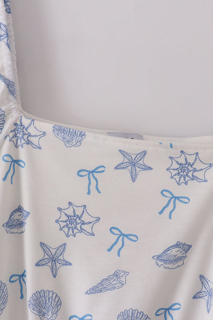 Blue seashell bow mom&me dress