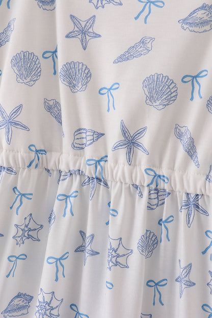 Blue seashell bow mom&me dress