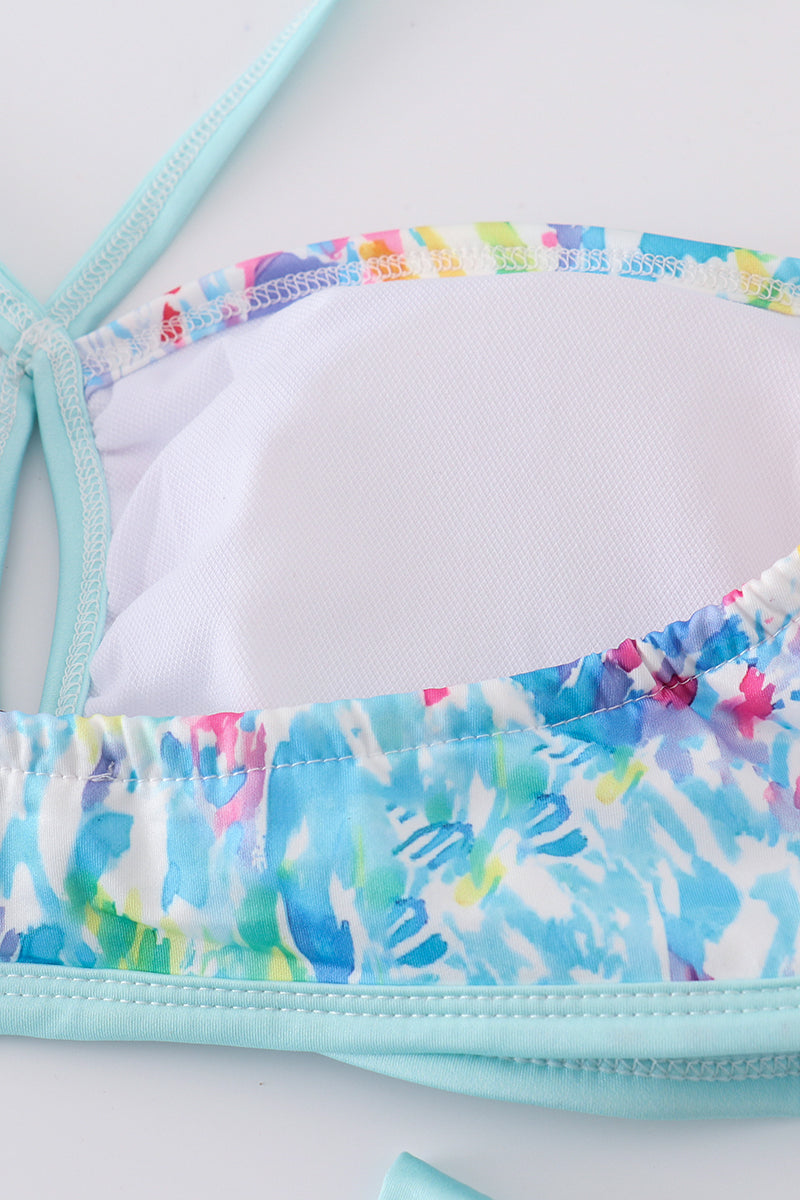 Mint rainbow splash mom bikini