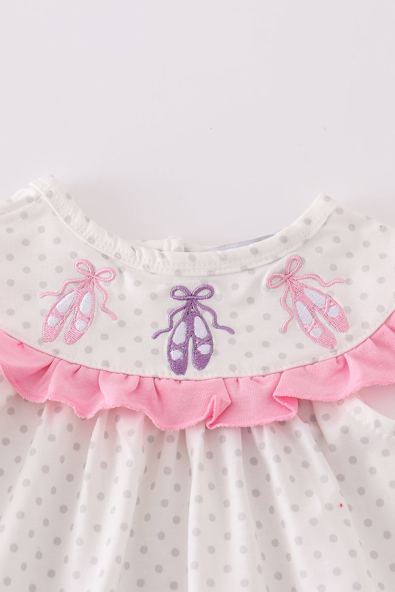 Pink ballet embroidery girl bloomer set