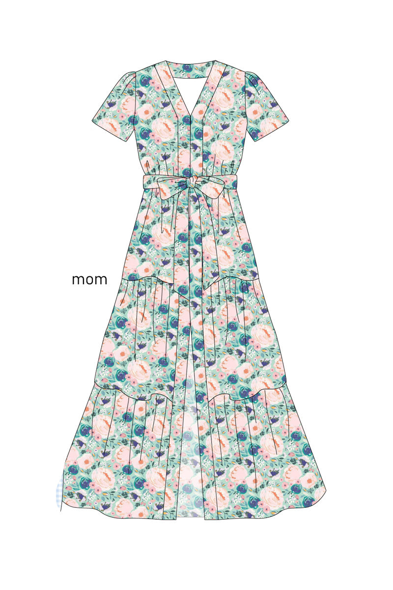 Green garden serenity print mom dress